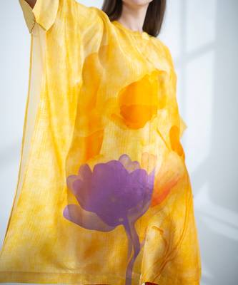 Yellow & orange asymmetric kurta set 5