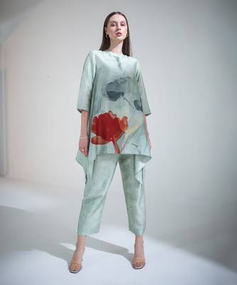 Light green short kaftan tail set 2