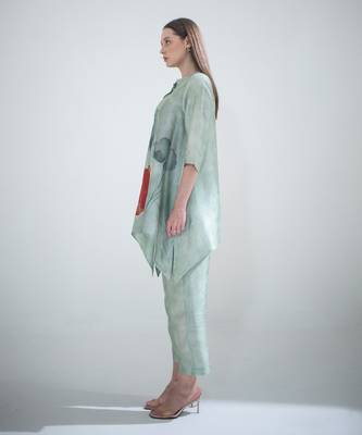 Light green short kaftan tail set 4