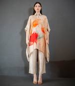 Beige high low kaftan set