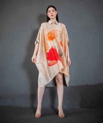 Beige high low kaftan set 2