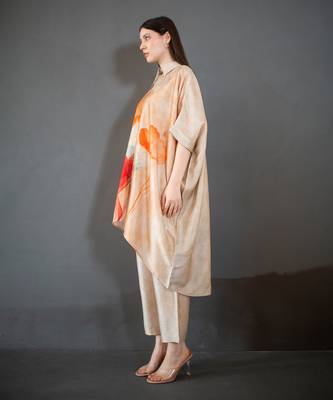Beige high low kaftan set 3