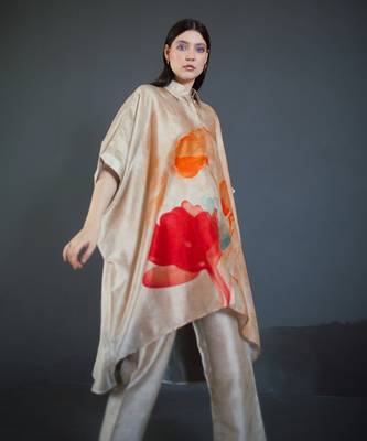 Beige high low kaftan set 4