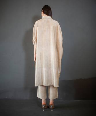 Beige high low kaftan set 5