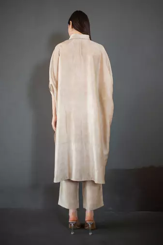 Beige high low kaftan set