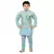 Boys cotton blend jacquard waistcoat with kurta pajama set - sky blue