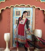 Nikhaar maroon georgette stitched straight cut trouser kurta & dupatta 