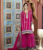 Nikhaar pink georgette stitched straight cut sharara kurta & dupatta 