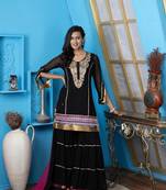 Nikhaar black georgette stitched straight cut sharara kurta & dupatta