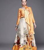 Ethnic Motifs Digital Print Shiney Satin Croptop Lehenga Choli With Unstitched Blouse For Women and Girls