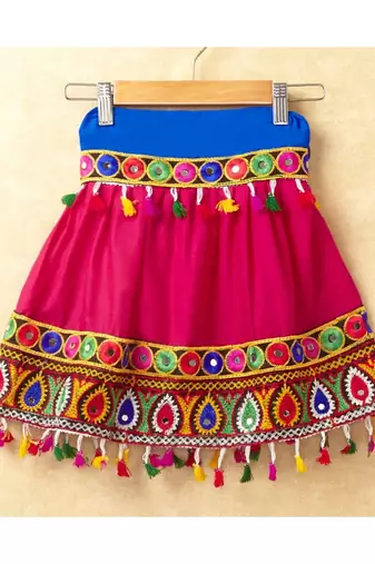 Banjara India Kutchi Emboidered Blue Girls Chaniya Choli with Dupatta (CC-DROP) - PINK