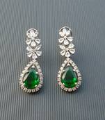 Ascetic green cocktail earring in silver polish