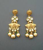 Gorgeous golden kundan danglers with pearl