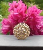 Stunning golden kundan studded ring