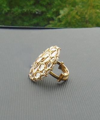 Stunning golden kundan studded ring 3