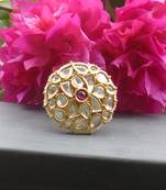 Stunning golden kundan studded ring