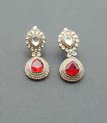 Sophisticated kundan  earring with a red doublet stone