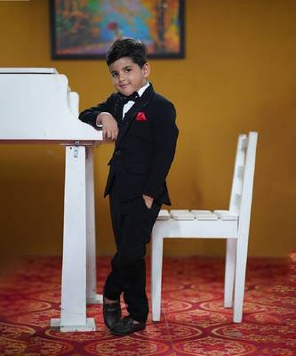   majestic black coloured party wear coat suit for boys   5