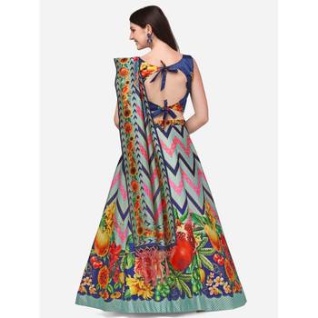 Digital Floral Print Satin Silk Semistitched Lehenga Choli For Women and Girls In Festive Party And Traditional Wear 3