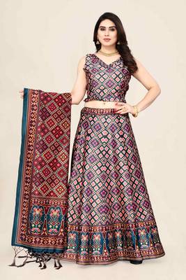 Digital Floral Print Satin Silk Semistitched Lehenga Choli For Women and Girls In Festive Party And Traditional Wear 3