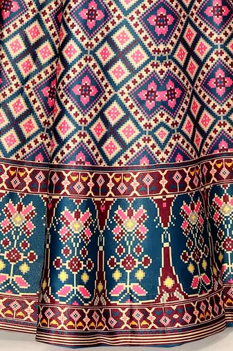 Digital Floral Print Satin Silk Semistitched Lehenga Choli For Women and Girls In Festive Party And Traditional Wear