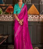 Hot Pink Pure Viscose Weaving Saree With Woven Blouse Saree With Blouse