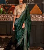 Bottle Green Pure Viscose Weaving Saree With Woven Blouse Saree With Blouse