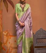 Lavender Handloom Silk Jacquard Woven Saree With Blouse