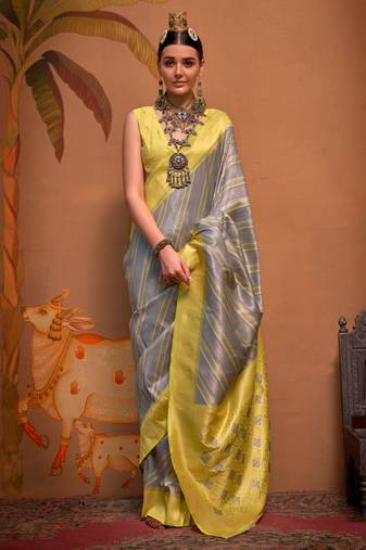 Multicolor Handloom Silk Jacquard Woven Saree With Blouse