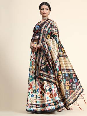 Digital Floral Print Satin Silk Semistitched Lehenga Choli For Women and Girls In Festive Party And Traditional Wear 3