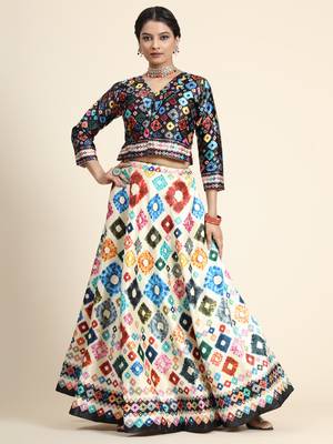 Digital Floral Print Satin Silk Semistitched Lehenga Choli For Women and Girls In Festive Party And Traditional Wear 4