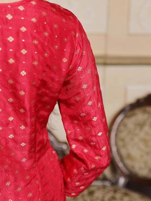 Virtual red woven silk salwar suit 4