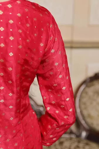 Virtual red woven silk salwar suit