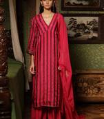 Beetroot Pink Woven Silk Salwar Suit