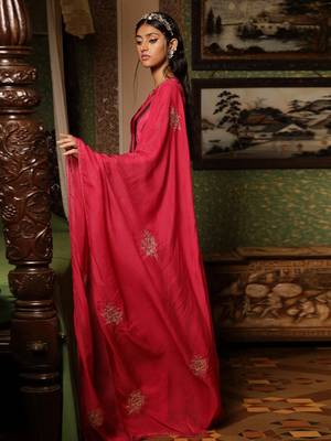 Beetroot Pink Woven Silk Salwar Suit 2