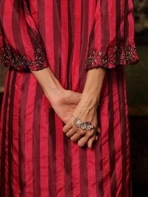 Beetroot Pink Woven Silk Salwar Suit 3