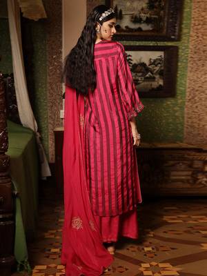 Beetroot Pink Woven Silk Salwar Suit 4