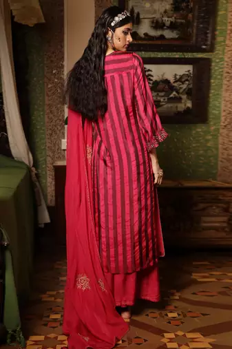 Beetroot Pink Woven Silk Salwar Suit