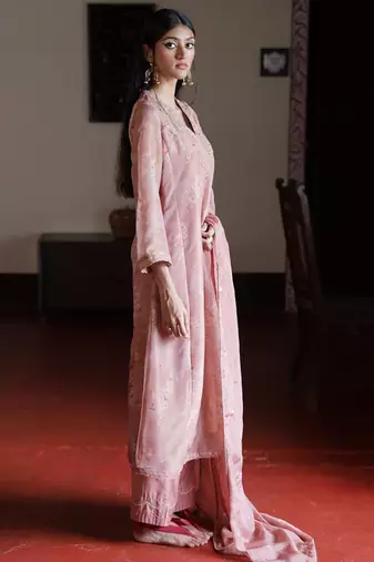 Light mahogany tissue silk salwar suit