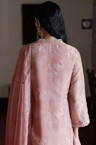 Light mahogany tissue silk salwar suit