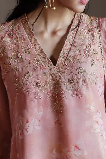 Light mahogany tissue silk salwar suit