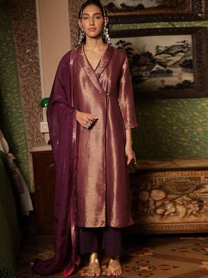 Imperial purple woven salwar suit 1