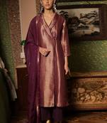 Imperial purple woven salwar suit