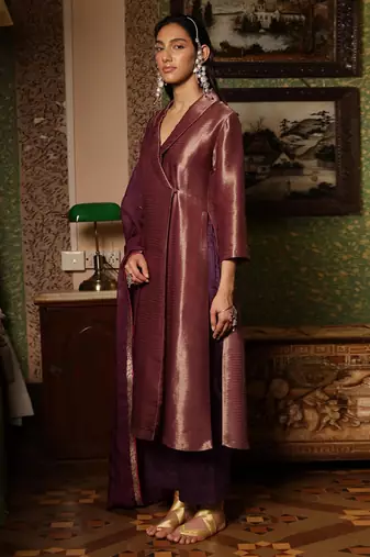 Imperial purple woven salwar suit