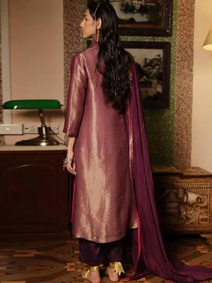Imperial purple woven salwar suit 3