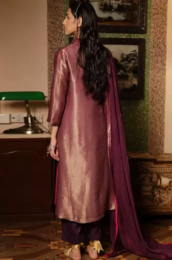 Imperial purple woven salwar suit