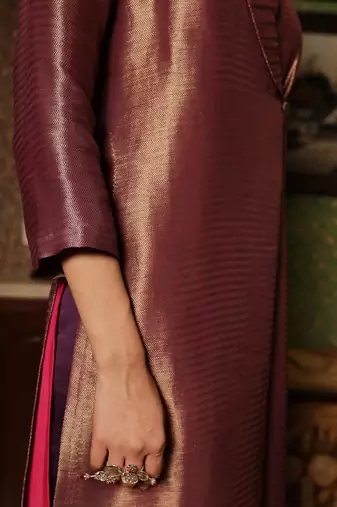 Imperial purple woven salwar suit
