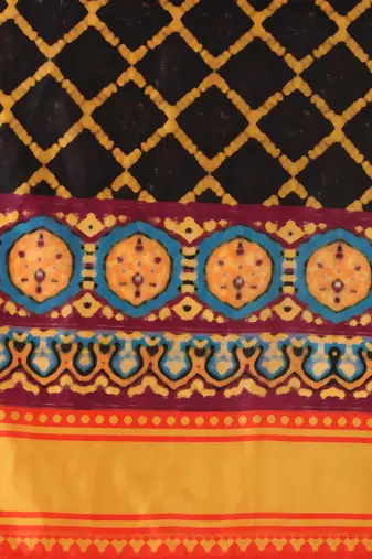 Ajarakh Digital Print Satin SemiStitched Lehenga Choli With Unstitched Sequnce Blouse and Shiney Silk Dupatta For Women