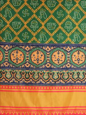 Ajarakh Digital Print Satin SemiStitched Lehenga Choli With Unstitched Sequnce Blouse and Shiney Silk Dupatta For Women 5