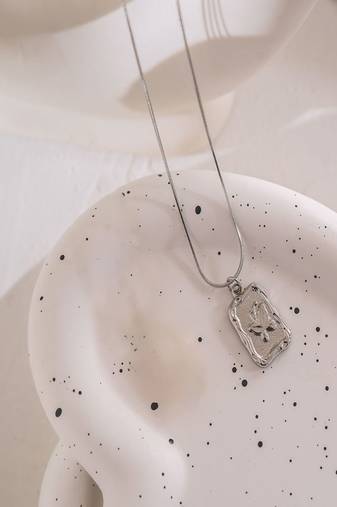 Silver plated butterfly pendant necklace